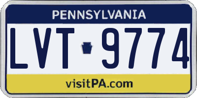 PA license plate LVT9774