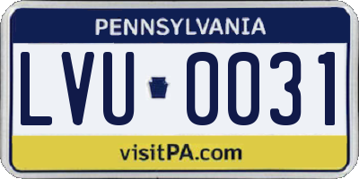 PA license plate LVU0031