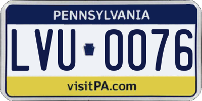 PA license plate LVU0076