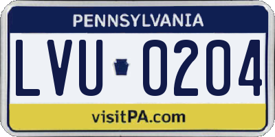 PA license plate LVU0204