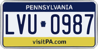 PA license plate LVU0987