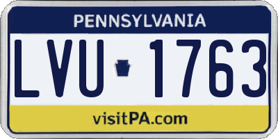 PA license plate LVU1763