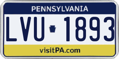 PA license plate LVU1893