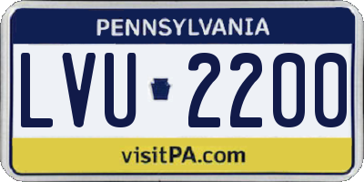 PA license plate LVU2200