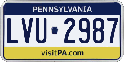 PA license plate LVU2987
