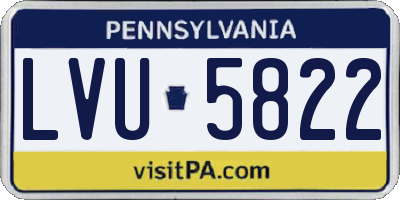 PA license plate LVU5822