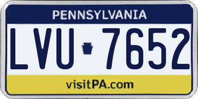 PA license plate LVU7652