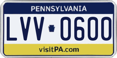 PA license plate LVV0600