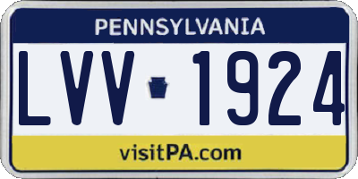 PA license plate LVV1924