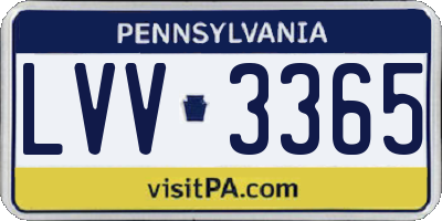PA license plate LVV3365