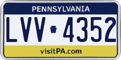 PA license plate LVV4352