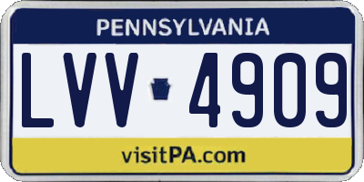 PA license plate LVV4909