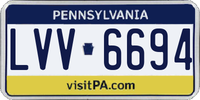 PA license plate LVV6694