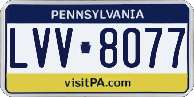 PA license plate LVV8077