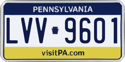 PA license plate LVV9601