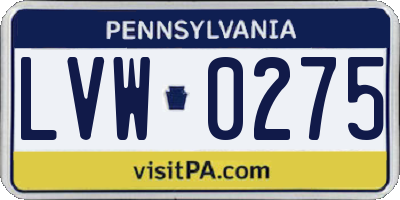PA license plate LVW0275