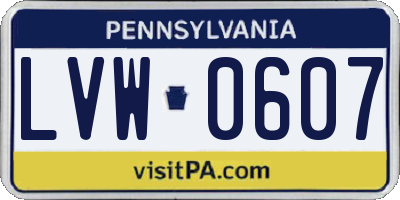 PA license plate LVW0607