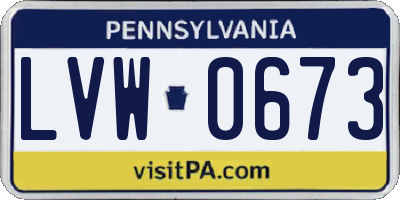 PA license plate LVW0673