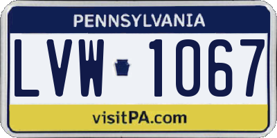 PA license plate LVW1067