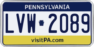 PA license plate LVW2089