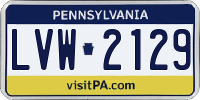 PA license plate LVW2129