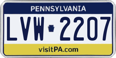 PA license plate LVW2207