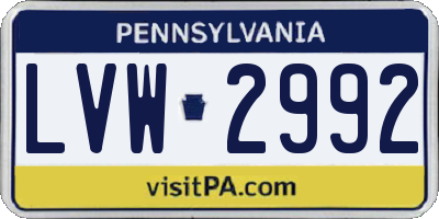 PA license plate LVW2992