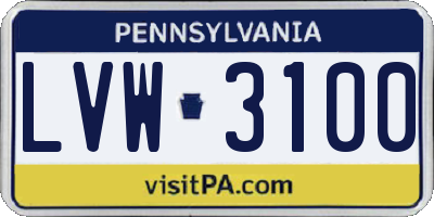 PA license plate LVW3100
