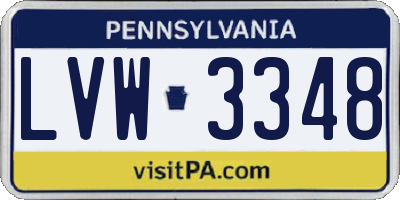 PA license plate LVW3348