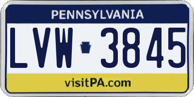 PA license plate LVW3845