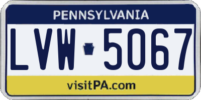 PA license plate LVW5067