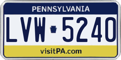PA license plate LVW5240