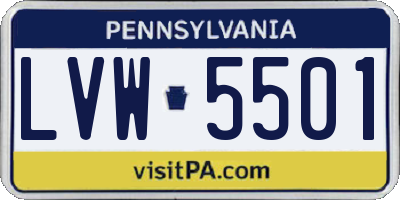 PA license plate LVW5501