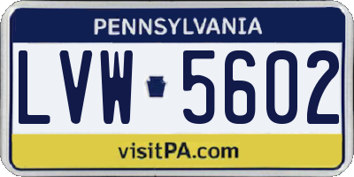 PA license plate LVW5602