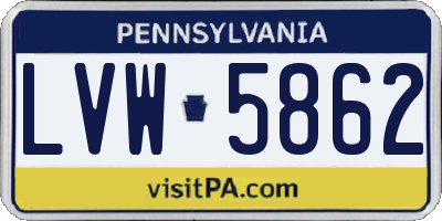 PA license plate LVW5862
