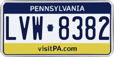 PA license plate LVW8382