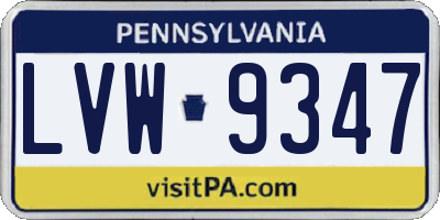 PA license plate LVW9347
