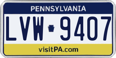 PA license plate LVW9407