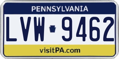 PA license plate LVW9462