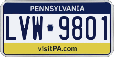 PA license plate LVW9801
