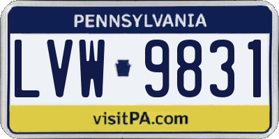 PA license plate LVW9831