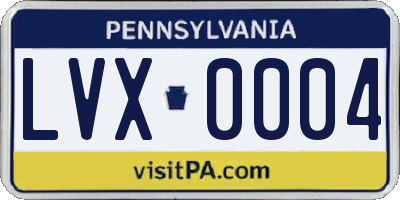 PA license plate LVX0004