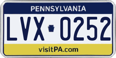 PA license plate LVX0252
