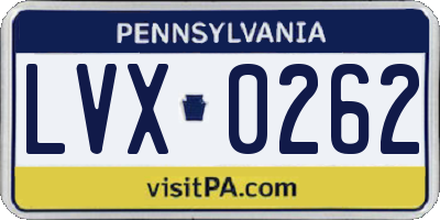 PA license plate LVX0262