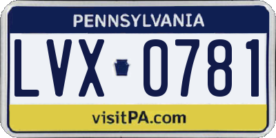 PA license plate LVX0781