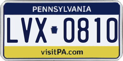 PA license plate LVX0810