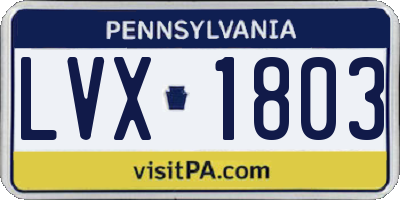 PA license plate LVX1803