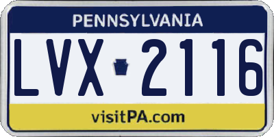 PA license plate LVX2116