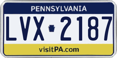 PA license plate LVX2187