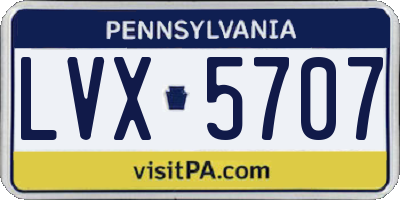 PA license plate LVX5707
